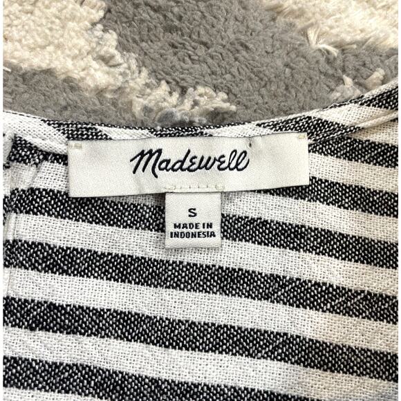 Madewell Linen Button-Back Tee Shirt Shift Dress w/ Pockets Striped Size Small - Picture 7 of 10